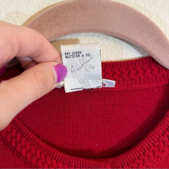 Talbots Red Merino Wool Gold Button Cardigan Sweater Medium Old Money Quiet Lux - Picture 4 of 15